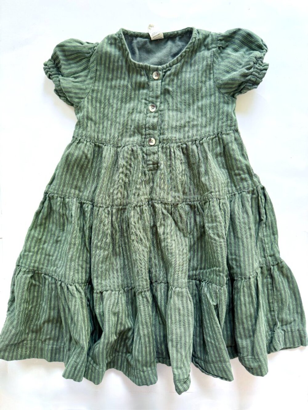 Kate Quinn Girls Tiered Gauze Dress 3T Sage Green